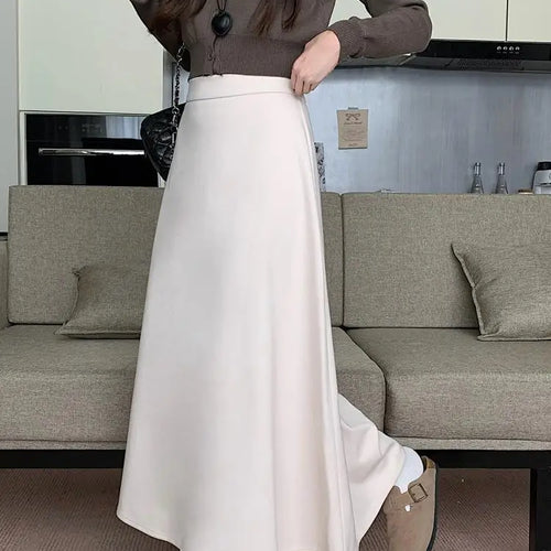 Load image into Gallery viewer, Autumn Winter Solid Large Size Woolen Long Skirt Women Fashion Korean Ladies High Waist Festival Pleated A-line Skirt Simplicity
