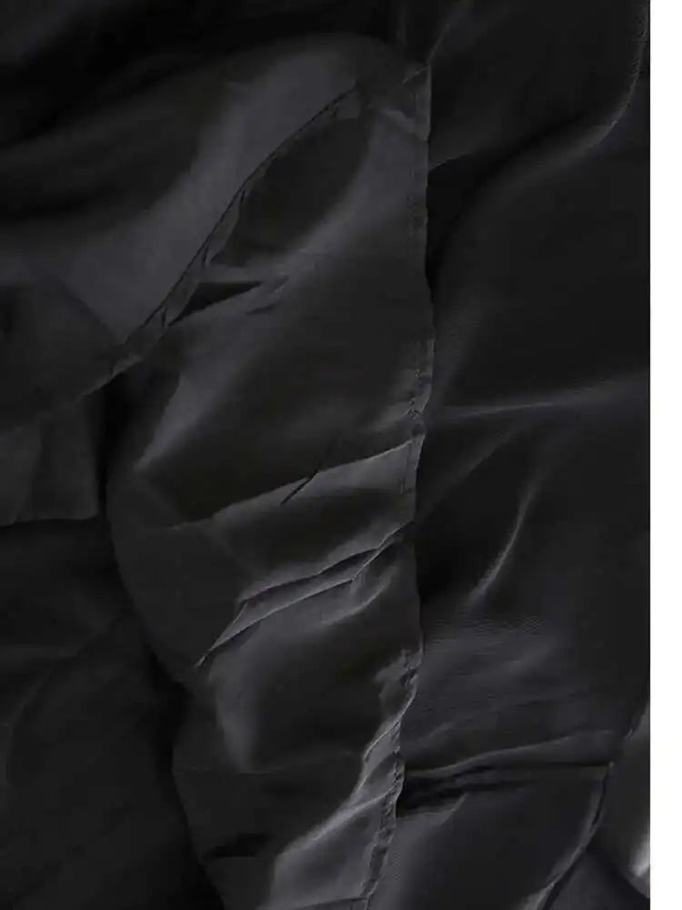 High Waist Black Ruffles Chiffon Spliced A-line Elegant Half-body Skirt Women Fashion Tide New Spring Autumn 2025 1DJ0111