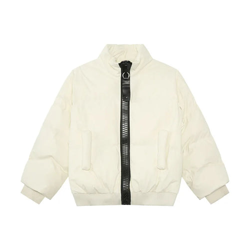 Load image into Gallery viewer, Korean Style Men&#39;s Padded Jackets Stand Collar Big Zipper PU Leather Solid Color Thickened Loose Male Cotton Coats 9C9345
