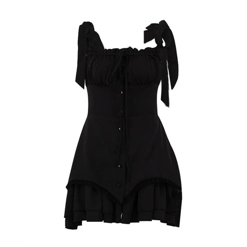 Load image into Gallery viewer, Sleeveless Ruffled Sexy Mini Dress For Women Robe Spaghetti Strap Backless Lace-up Bodycon Dress Elegant Clubwear
