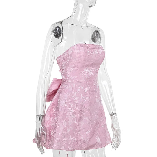 Load image into Gallery viewer, Backless Bow Sexy Mini Dress For Women Fashion Off-shoulder Strapless Sleeveless Bodycon Club Party Dress Elegant
