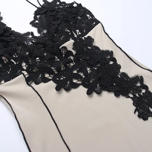 Load image into Gallery viewer, Lace High Split Sexy Midi Dress For Women Robe 2023 New Spaghetti Strap Sleeveless Deep V Neck Party Long Dress Vestido
