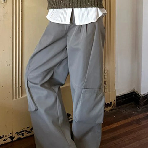 Load image into Gallery viewer, Solid Patchwork Pockets Casual Loose Pants For Women High Waist Safari Style Wide Leg Pant Female Fashion Clothes
