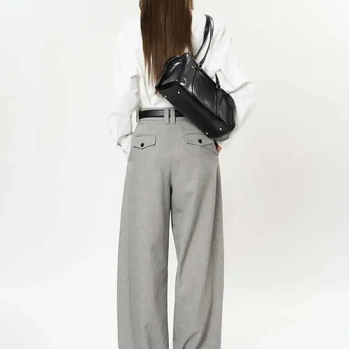 Load image into Gallery viewer, High Waist Brown Brief Pleated Elegant Long Wide Leg Pants New Trousers Women Fashion Tide Spring Autumn 2025 1DH9682
