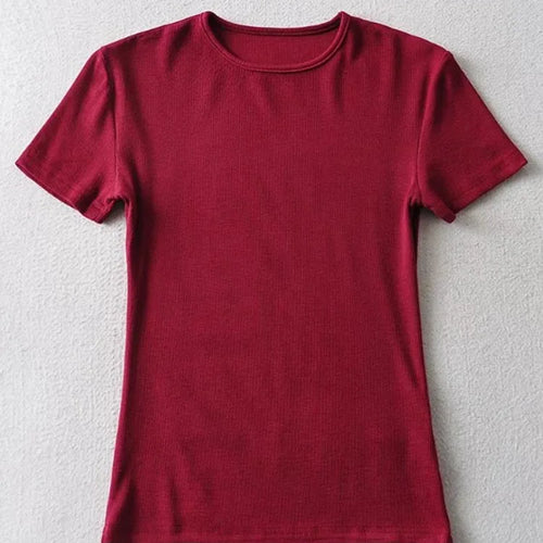 Load image into Gallery viewer, Casual Summer Woman Skinny Fit T-shirt Tight Short-Sleeve O-neck Tee Basic Solid Crop Tops T Shirt
