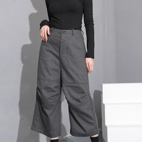 Load image into Gallery viewer, High Waist Gray Brief Pleated Long Wide Leg Trousers New Loose Fit Pants Women Fashion Tide Spring Autumn 2025 YA77402

