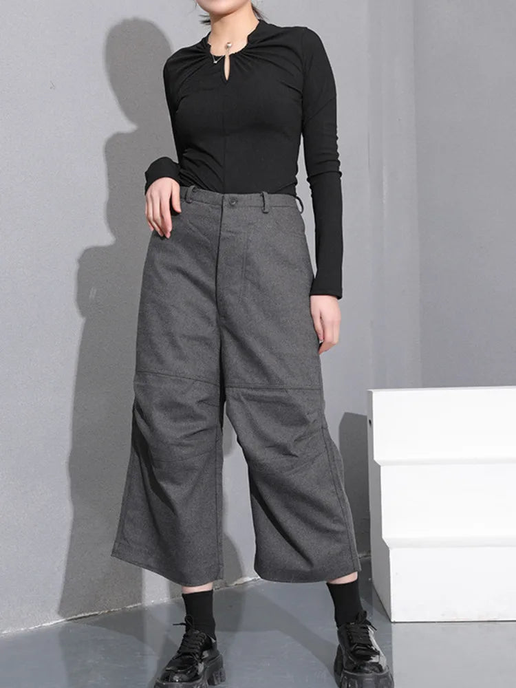 High Waist Gray Brief Pleated Long Wide Leg Trousers New Loose Fit Pants Women Fashion Tide Spring Autumn 2025 YA77402