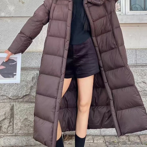 Load image into Gallery viewer, Solid Patchwork Pockets Long Jackets For Women Hooded Long Sleeve Spliced Zipper Winter Loose Coats Female Fashion
