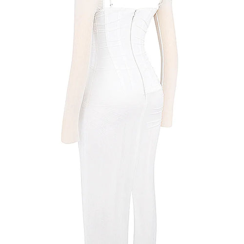 Load image into Gallery viewer, Elegant Sheer Long Sleeve Sexy Maxi Dress For Women Fashion Mesh Strapless Backless Club Party Sexy Long Dress New
