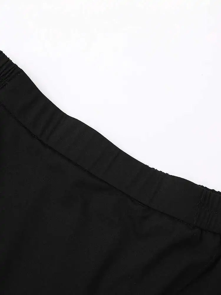 High Elastic Waist Black Irregular Spliced Midi A-line Half-body Skirt Women Fashion Tide New Spring Autumn 2025 1DH5347