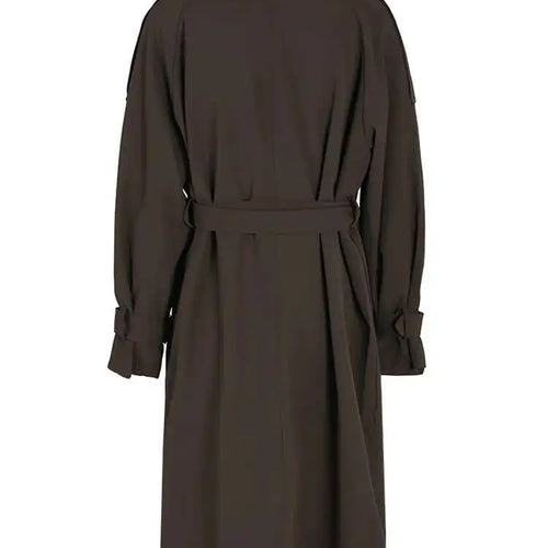 Load image into Gallery viewer, Women Brown Color-block Big Size Long Trench New Lapel Long Sleeve Windbreaker Fashion Tide Spring Autumn 2025 2AA310104
