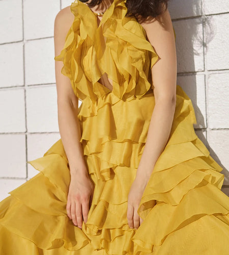 Slimming Spliced Ruffles Folds Temperament Dresses for Women O Neck Sleeveless Patchwork Bead Long Dress Female New