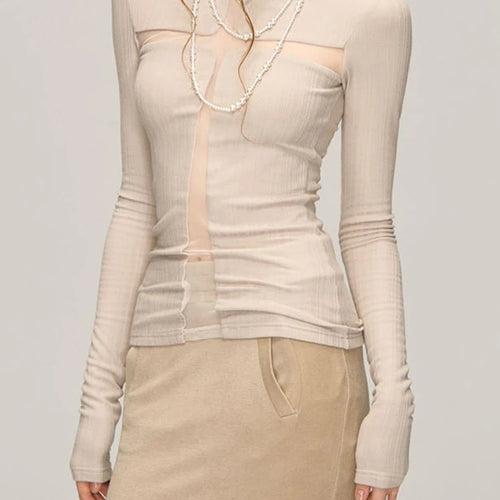 Load image into Gallery viewer, See Through Sexy Black Gothic Tshirts Y2k Aesthetic Cross Gauze Patchwork Women Tees Casual Grunge Harajuku T-shirt Femme
