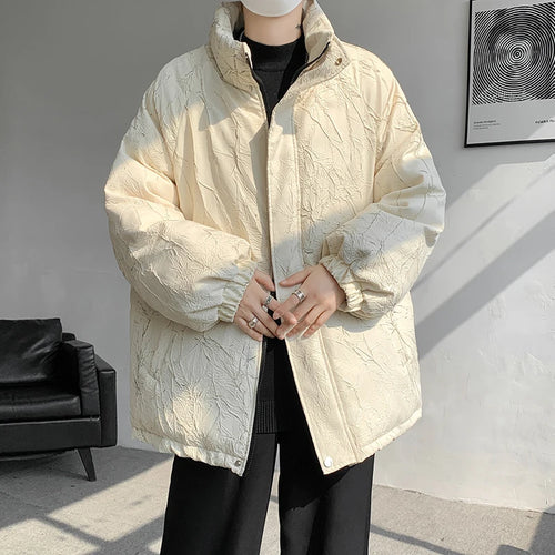Load image into Gallery viewer, Print Stand Collar Men&#39;s Cotton Coat Zipper Solid Color American Style Thickened Male Padded Jacket Autumn Winter 9C8851
