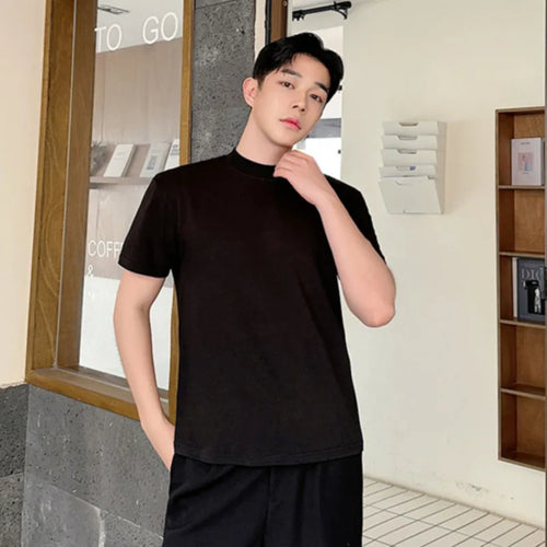 Load image into Gallery viewer, Men&#39;s T-shirt Korean Style Personalized Slim Fit High Elastic Half High Collar Short Sleeve Versatile Clothing 9C5788
