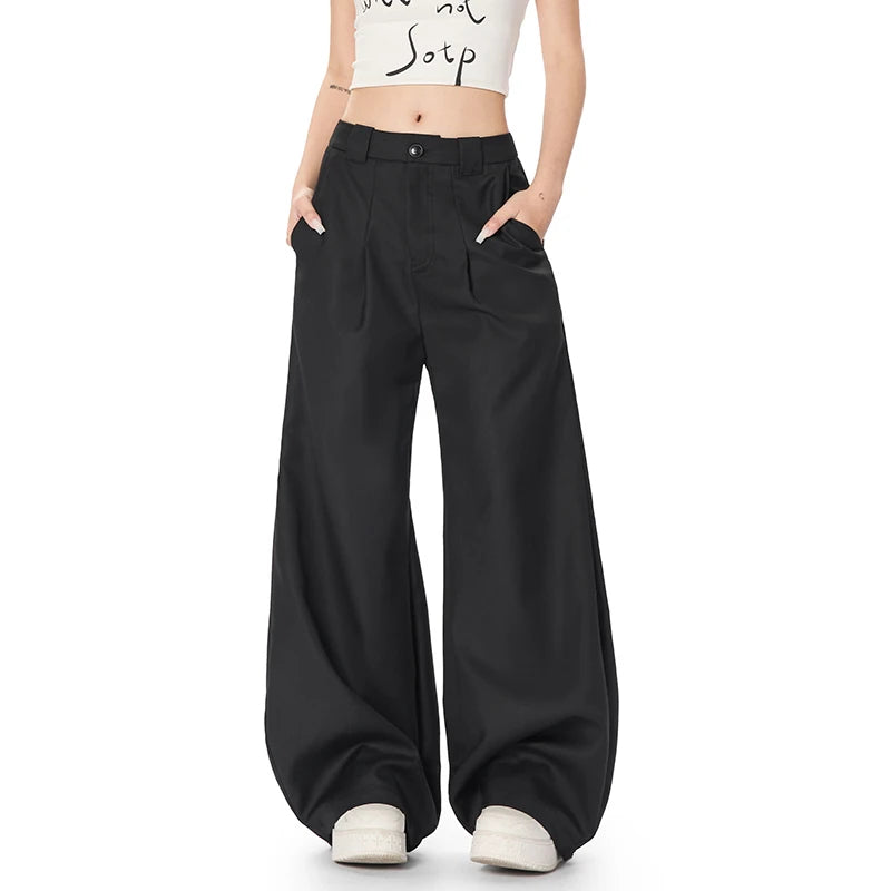 Men's Simple Suit Pants Curved Knife Stylish Solid Color High Street New American Style Male Casual Trousers 9W1924