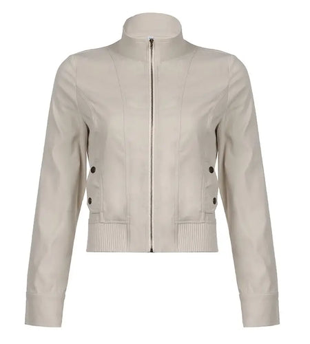 Streetwear Jackets Women Clothing Stand Neck Tunic Zipper Y2k Tops 2024 Ropa Mujer Casual Fashion Solid Color Vintage Coats