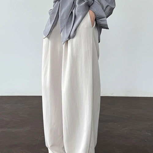 Load image into Gallery viewer, High Waist White Blue Brief Pocket Casual Long Wide Leg Pants New Trousers Women Fashion Tide Spring Autumn 2025 1DJ1357
