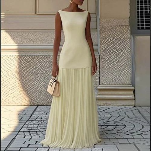 Load image into Gallery viewer, Evening Prom Maxi Dresses for Woman Summer Elegant Sleeveless Pleated Gauze Cocktail Party Wedding Guest Dresses
