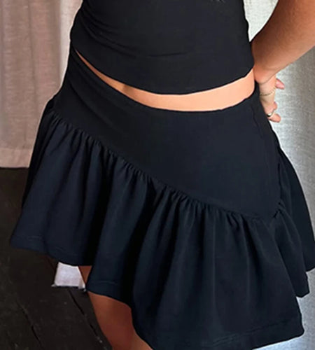 Chic Holiday Solid Folds Ruched Mini Skirts Women's Summer A-line Fashion Hottie Style Bottoms Eleastic Waist Clothes