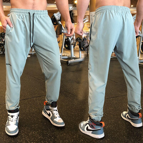 Load image into Gallery viewer, Men Sport Pant Training Bodybuilding Trousers Youngster Fitness Running Sweatpant Thin Elastic Dry Fit Zipper Pockets Long Pants
