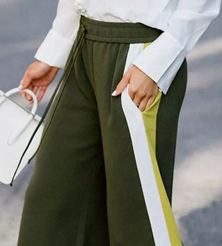 Striped Sweatpants for Women Loose Drawstring  Elasticity High Waist Casual Wide Leg Pants Trousers Clothes