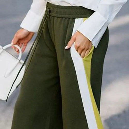 Load image into Gallery viewer, Striped Sweatpants for Women Loose Drawstring  Elasticity High Waist Casual Wide Leg Pants Trousers Clothes
