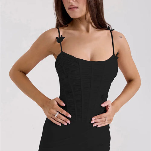 Load image into Gallery viewer, Bow Spaghetti Strap Sexy Maxi Dress For Women Gown Elegant Off-shoulder Sleeveless Backless Evening Club Party Dress
