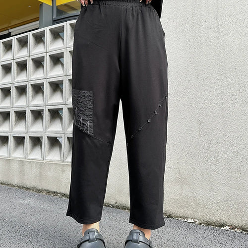 Load image into Gallery viewer, High Elastic Waist Patch Button Splice Harem Calf-Length Pants New Trousers Women Fashion Tide Spring Autumn 2025  1DJ1615
