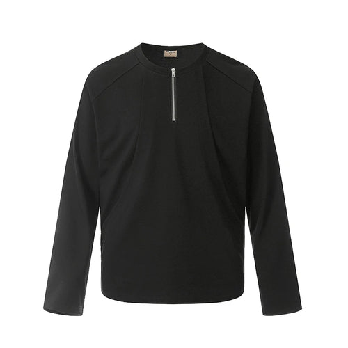 Load image into Gallery viewer, Men's T-shirts New Korean Long Sleeve Design Round Neck Half Zipper Solid Color Stylish Loose Male Clothing Spring 9W1764
