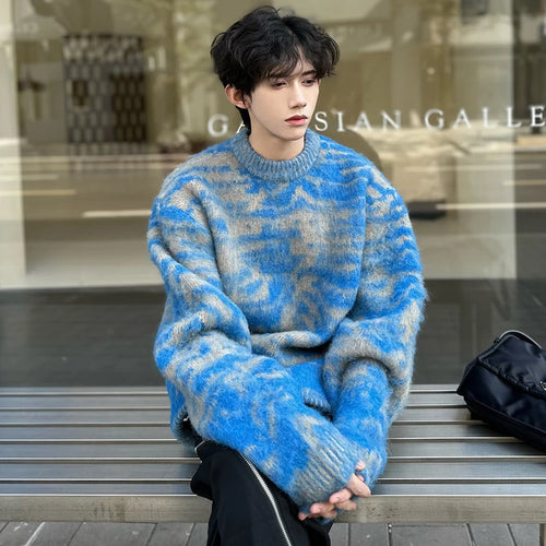 Load image into Gallery viewer, Round Collar Male Pullover Sweaters Casual Contrast Color Men&#39;s Knitting Pullovers New Fashion Spring Korean Style 9C4162
