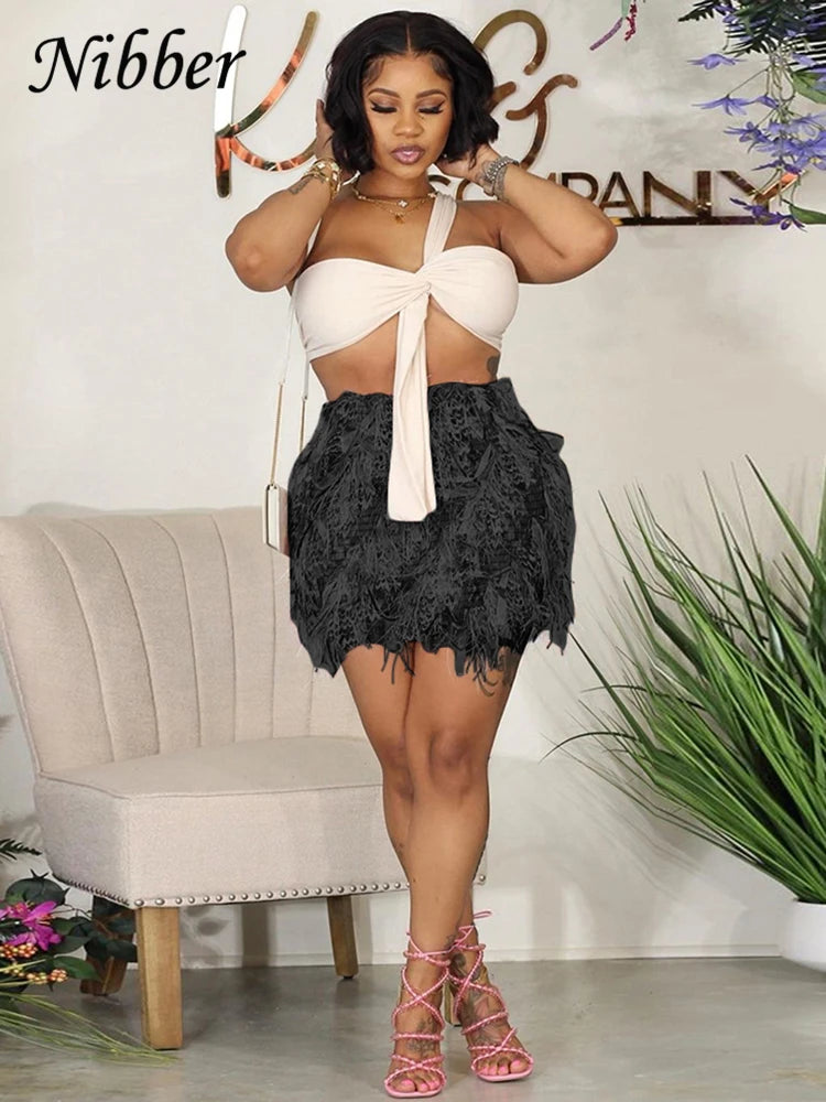 Colorful Tassel Skirts Peach Hip Women Thin Knit Wild Sexy Midnight Summer Trend Stretch Skinny Party Streetwear Bodycon