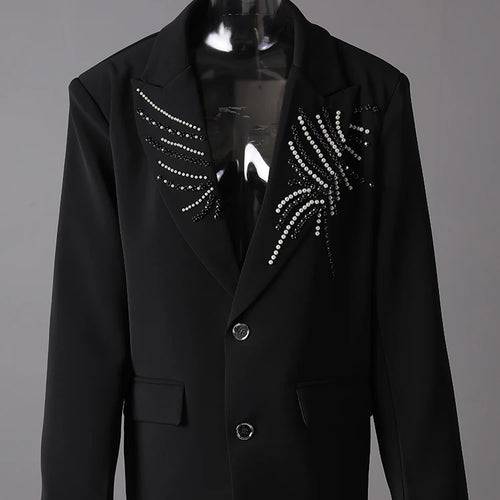 Load image into Gallery viewer, Women Black Pearl Nailed Big Size Casual Blazer New Lapel Long Sleeve Jacket Fashion Tide Spring Autumn 2025 CPG3095
