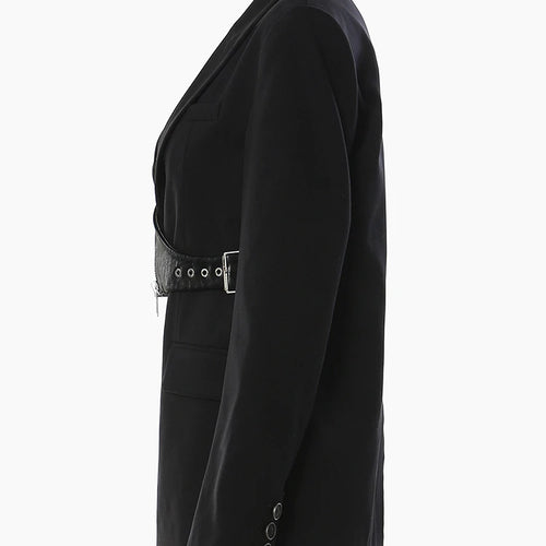 Load image into Gallery viewer, Women Black Irregular Pu Leather Blazer New Lapel Long Sleeve Loose Fit Jacket Fashion Tide Spring Autumn 2025 17A7466
