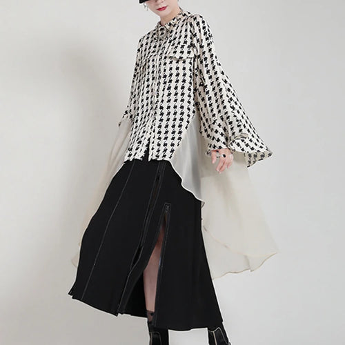 Load image into Gallery viewer, Women White Printed Back Long Big Size Blouse New Lapel Long Sleeve Loose Fit Shirt Fashion Spring Autumn 2025 1DF8957
