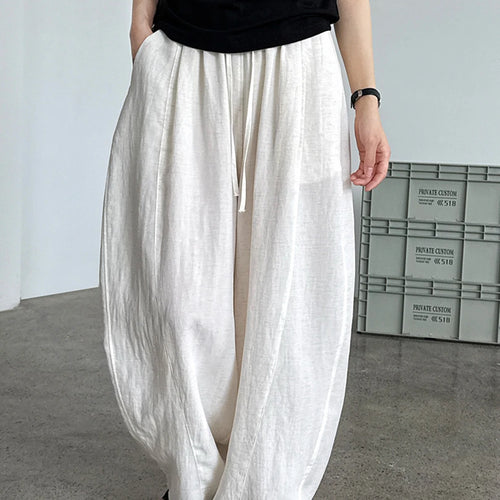 Load image into Gallery viewer, High Elastic Waist Yellow Drawstring Thin Wide Leg Pants New Trousers Women Fashion Tide Spring Autumn 2025 1DJ1547
