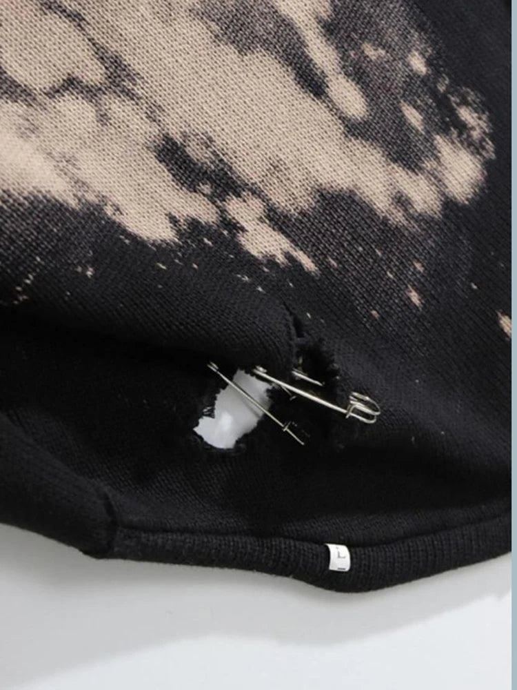 Holes Big Size Knitting Sweater Round Neck Long Sleeve Women Pullovers New Fashion Tide Spring Autumn 2025 1DH9795