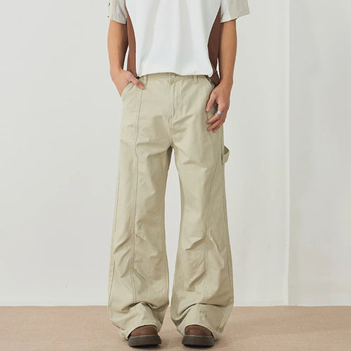 Load image into Gallery viewer, Men's Cargo Pants New American Style Folding Design Silhouette Micro Flared Niche Trendy Soldi Color Male Bottoms 9W1897
