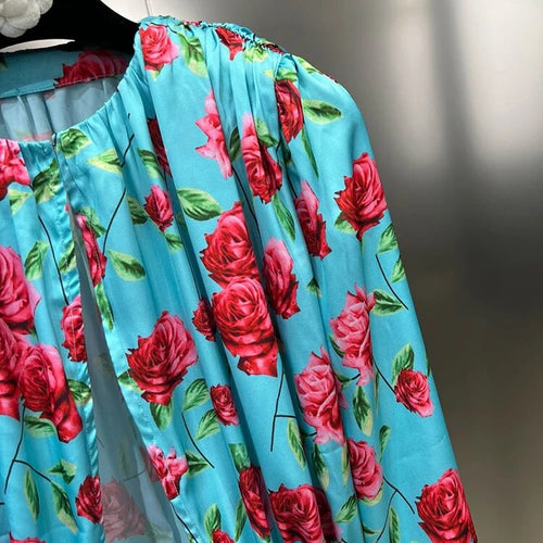 Load image into Gallery viewer, Hit Color Print Blouses For Women Round Neck Long Sleeve Hollow Out Casual Loose Shirts Female Fashion Clothing
