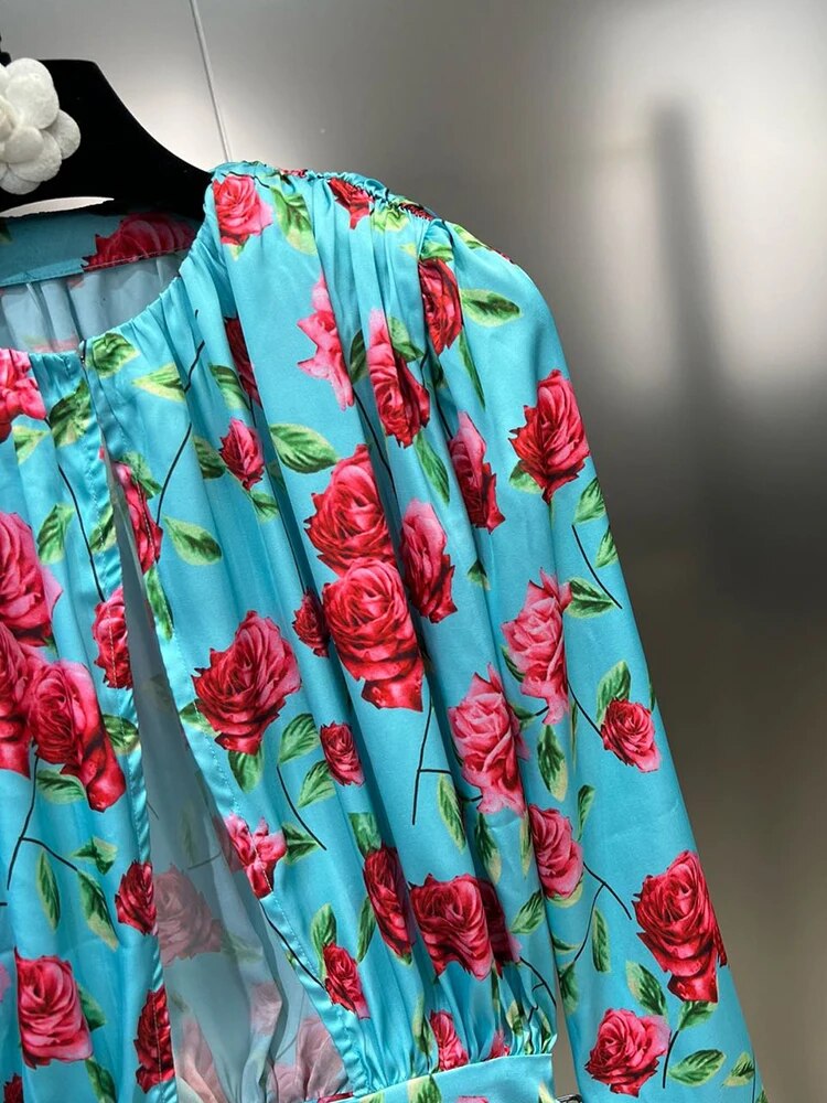 Hit Color Print Blouses For Women Round Neck Long Sleeve Hollow Out Casual Loose Shirts Female Fashion Clothing