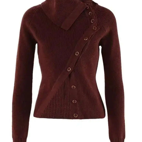 Load image into Gallery viewer, Brown Irregular Slim Knitting Sweater Turtleneck Long Sleeve Women Pullovers New Fashion Tide Spring Autumn 2025 CPDB243
