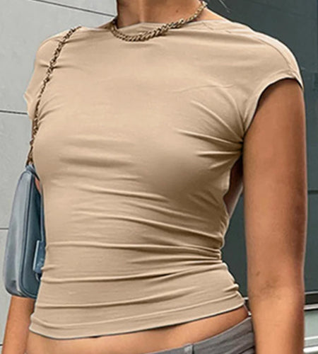 Short Sleeve Backless Tops Women Multi Ways Wear 2024 Skinny Basic Summer Slim Cropped Cut Out Sexy T Shirt Crop Top