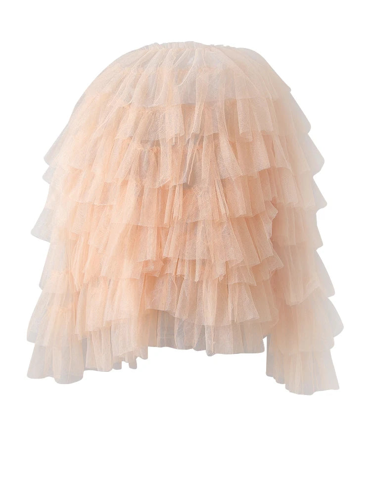 Women Yellow Mesh Layers Perspective Big Size Blouse New Round Neck Long Sleeve Shirt Fashion Tide Spring Autumn 2025