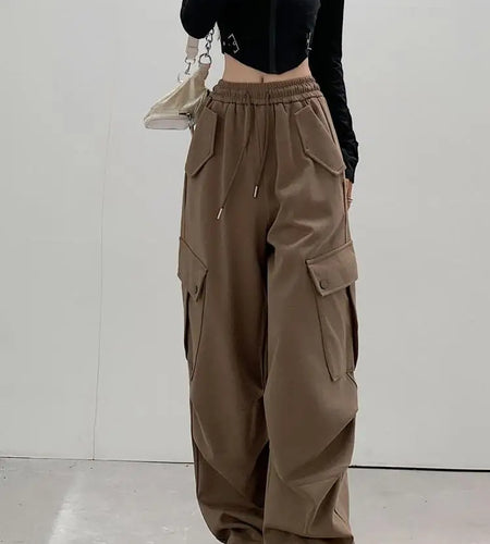 Harajuku Oversized Solid Work Long Pants Women Streetwear Vintage Y2k Hip Hop Wide Leg Joggers Trousers Baggy Sweatpants Popular