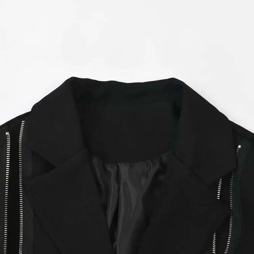 Load image into Gallery viewer, Women Black Zipper Irregular Big Size Blazer New Lapel Long Sleeve Loose Fit Jacket Fashion Spring Autumn 2025 1DH1523

