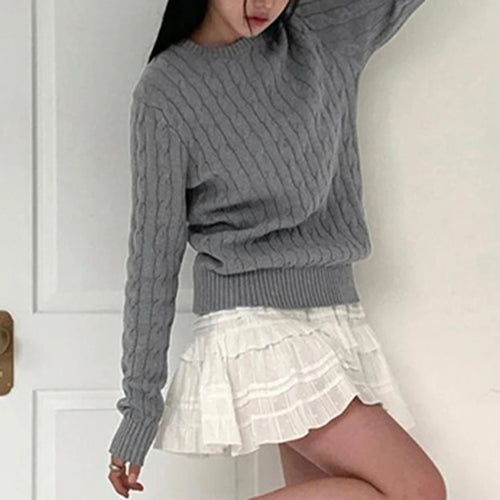 Load image into Gallery viewer, Casual Grey Basic Autumn Sweater Female Knitwears Twisted All-Match Korean Fashion Knit Pullover Solid Preppy Style
