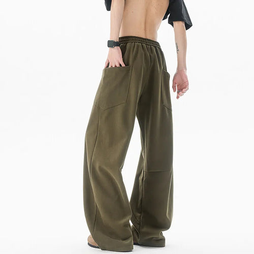 Load image into Gallery viewer, Summer Men's Sweatpants Straight Wide Leg Elastic Waist Style Fashion Solid Color Trousers Men Bottoms Pockets 9W1398
