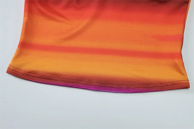 Print Sexy 2 Piece Sets Women Summer New V Neck Crop Tops And Maxi Skirt Female Elegant Club Party Slim Skirt Set