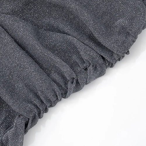 Load image into Gallery viewer, Mesh See Through Ruffled Sexy Maxi Dress For Women Gown Gray Off-shoulder Strapless Backless Ruched Long Dress Vestido
