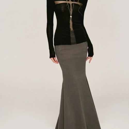 Load image into Gallery viewer, See Through Sexy Black Gothic Tshirts Y2k Aesthetic Cross Gauze Patchwork Women Tees Casual Grunge Harajuku T-shirt Femme
